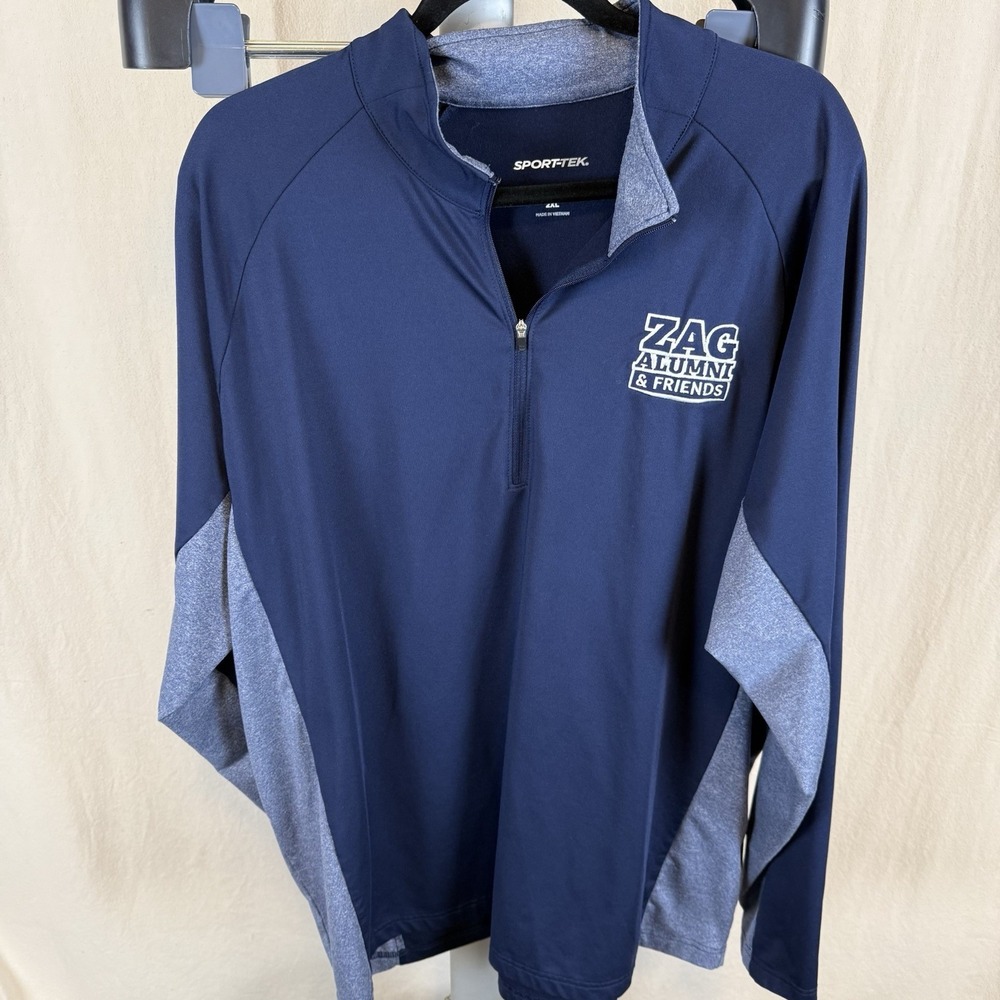 Gonzaga Bulldogs Alumni Embroidered Logo Navy Quarter Zip 2XL EUC Stretch